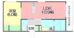 HOUORI EBINA 1LDKの間取図画像