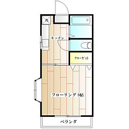 ハイツミヤ2 1Kの間取図画像
