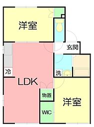 パレット妻田A 2LDKの間取図画像