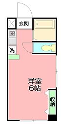 レインボーハイツ ワンルームの間取図画像