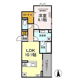 江リシア泉町 1LDKの間取図画像