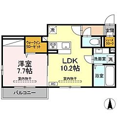 厚木市妻田西3丁目アパート 1LDKの間取図画像