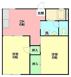 カーサミヤ 2DKの間取図画像