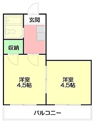 レジデンスカープ厚木 2Kの間取図画像