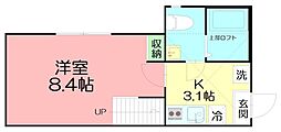 アンベリール 1Kの間取図画像