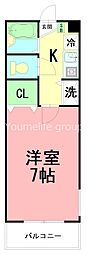 ベルクトハイツ 1Kの間取図画像