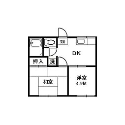 レピュートオオクラ 2DKの間取図画像