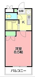 アヴェニール本厚木 1Kの間取図画像