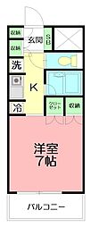 厚木アザレアビル 1Kの間取図画像