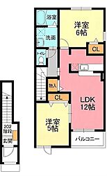 クラーレエイ・エス2 2LDKの間取図画像