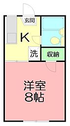 ウィスカーハラシマ 1Kの間取図画像
