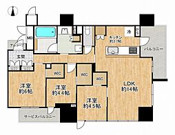 ジオタワー堺筋本町 3LDKの間取図画像