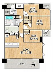 シエリア茨木東宮町 3LDKの間取図画像
