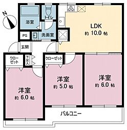 青葉台マンションB棟 3LDKの間取図画像