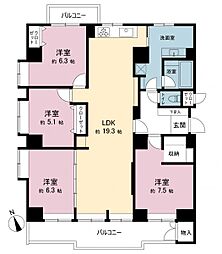 江田ロビニア 4LDKの間取図画像