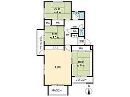 たまプラーザ住宅5-5号棟 3LDKの間取図画像