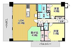 朝日プラザ伏見桂川 3LDKの間取図画像