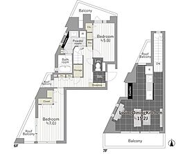 ヴェルビュ十条壱番館 2LDKの間取図画像