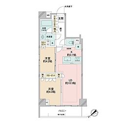 オープンレジデンシア横浜反町 2LDKの間取図画像