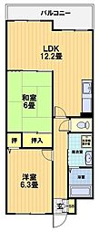 クラヴァス長岡京 2LDKの間取図画像