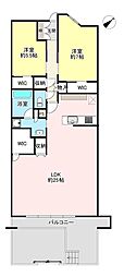 プラウド帝塚山東 2LDKの間取図画像