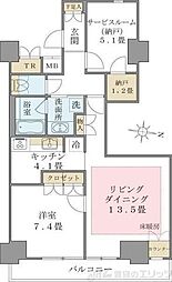 Brilliaist東雲キャナルコート 1SLDKの間取図画像