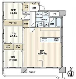 ライオンズマンション山鼻第3 3LDKの間取図画像