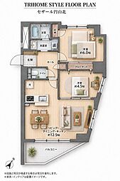 セザール円山北 2LDKの間取図画像
