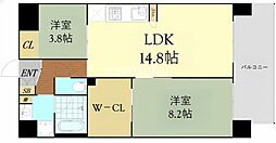 Alivis野田阪神 2LDKの間取図画像