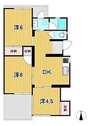 トマトハイツB 3DKの間取図画像