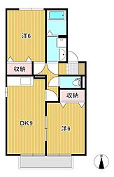 パストラルB 2DKの間取図画像
