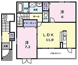ポルト・ボヌール 2LDKの間取図画像