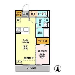 クラリス秀宝 1LDKの間取図画像