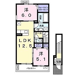 フラミンゴ 2LDKの間取図画像