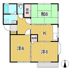 イーズアパートメントB 3Kの間取図画像