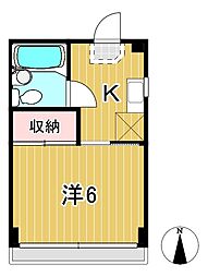 クレール池の川 1Kの間取図画像