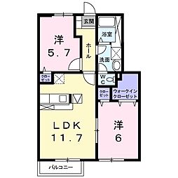 メゾン・リーブルK 2LDKの間取図画像