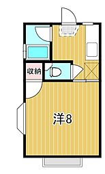 たなべハイツC 1Kの間取図画像