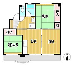 ビレッジハウス十王2 3DKの間取図画像