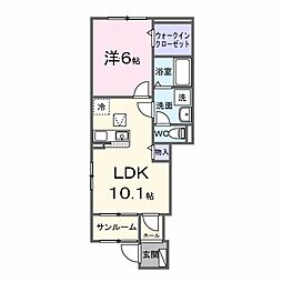 サン・ルシェッロII 1LDKの間取図画像
