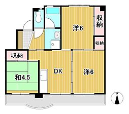 ビレッジハウス十王2 3DKの間取図画像