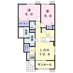 レジデンスノーブルPart.3 2LDKの間取図画像
