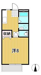 サンビレッジ本宮B 1Kの間取図画像