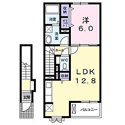 フィルヴェール1 1LDKの間取図画像