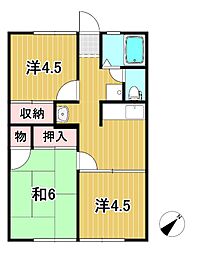 クランメール大みか 3Kの間取図画像