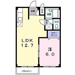 エルディム金畑 1LDKの間取図画像