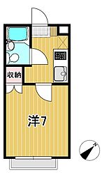 フォンティーヌ21 1Kの間取図画像