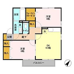 リビングタウン東海E 2LDKの間取図画像
