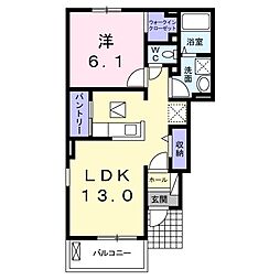 パルパレスA 1LDKの間取図画像