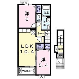 オーシャンヒル2 2LDKの間取図画像